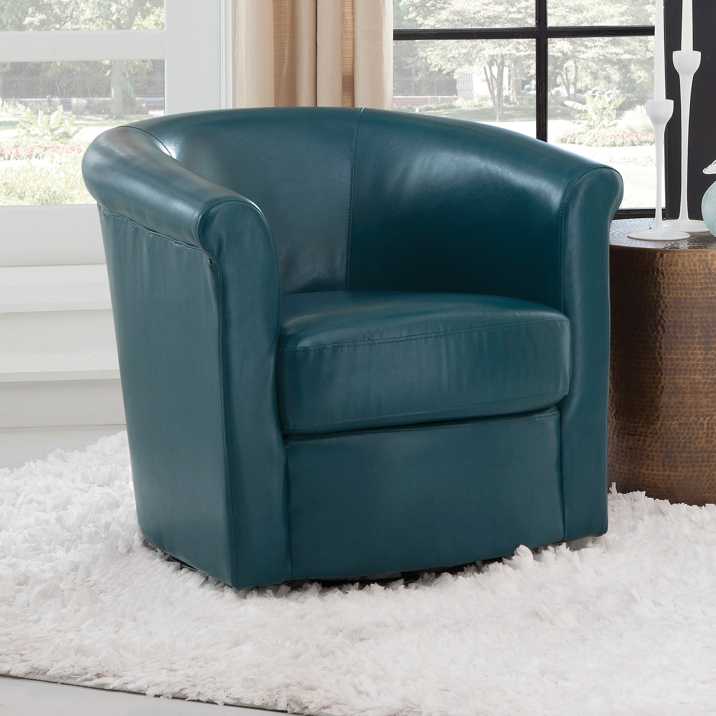 Teal leather swivel chair discount